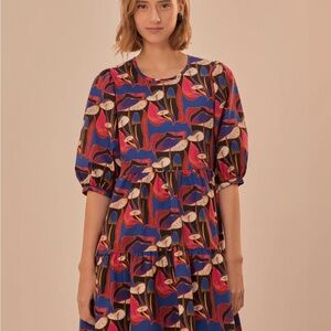 Wild Mushrooms Black Puff Sleeve Mini Dress